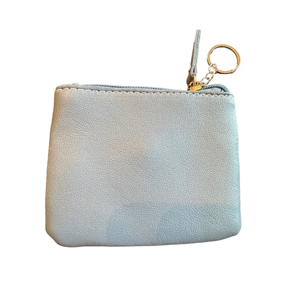 Leather Blue Small Keychain Zip Close Wallet - Picture 4 of 8